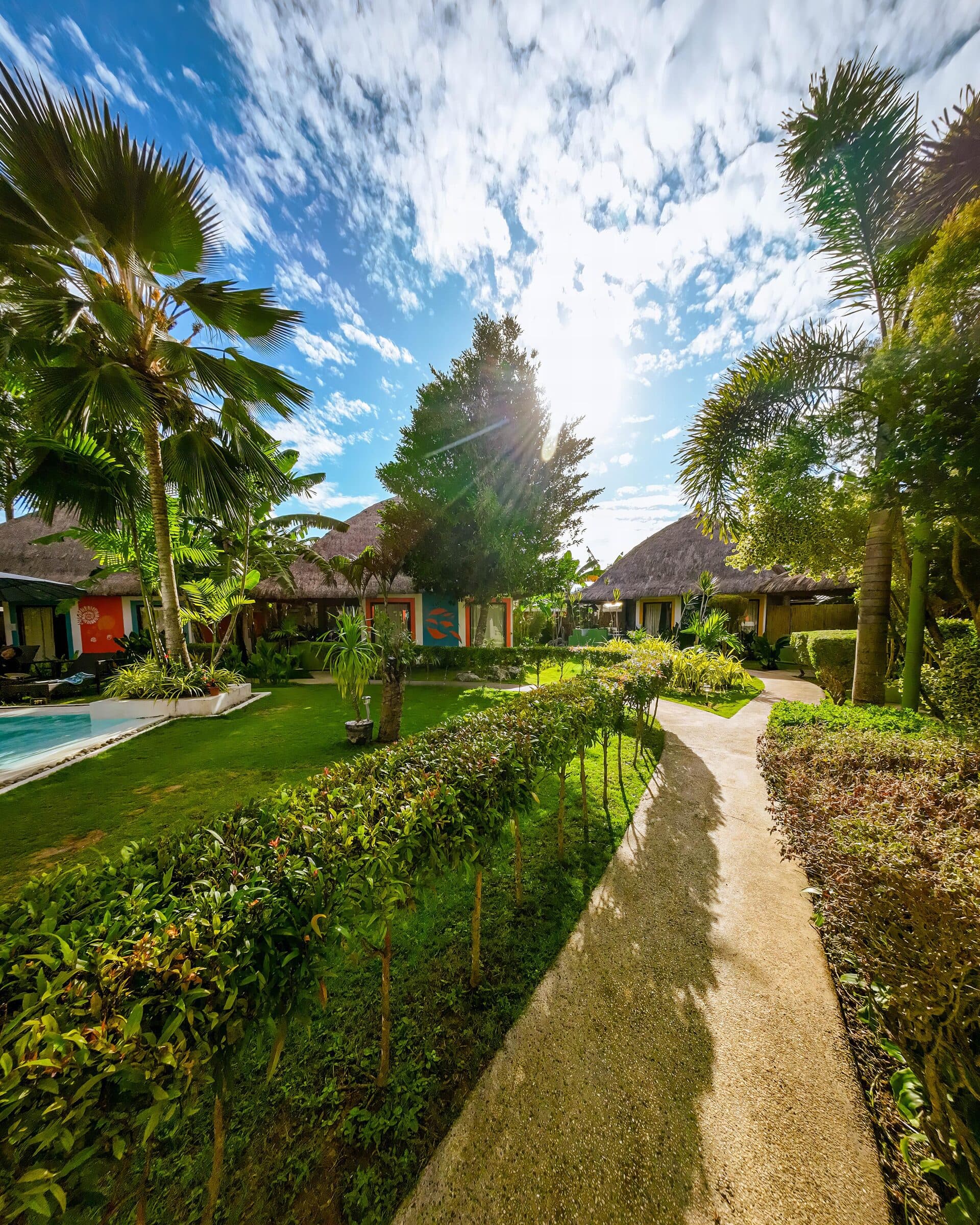 Garden walkway through the resort