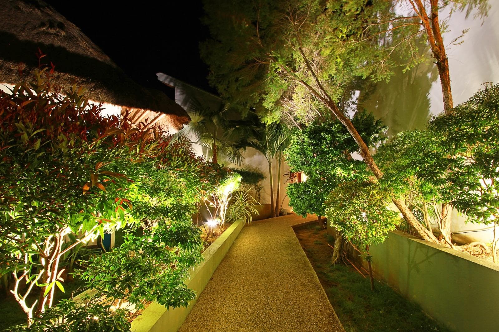 Garden walkway through the resort